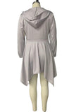 Mqtime Woman Dress Fall Long Sleeve Grey Hooded Dress Pullover Lady Casual Plus Size Dresses
