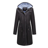 Mqtime New Spring and Autumn Waterproof Long Trench Coats Fashion Loose Thin Coat Women Zipper Long-sleeved Hooded Jacket Cappotti