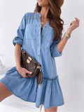Mqtime Summer Dress Women  New Denim Elegant Vintage Pocket Fashion Korean Casual Blue Jeans Clothes Streetwear A-LINE Xl  LOOSE