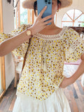 Mqtime  Floral Chic Summer Blouse Shirt Chiffon Loose Tassels Lace Up Off The Shoulder Sexy Blouse Holiday Women Casual Tops