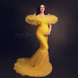 Mqtime Maternity Photoshoot Dresses Mermaid Dress Off Shoulder Tulle Lace Stretch Fabric Prom Gown Photo Shoot Pregnancy Clothes