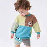 Boys Sweater Autumn 2022 New Cute Cartoon Jumper European and American Cotton Color Matching Long-sleeved Children's Sweater