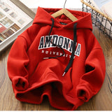 Mqtime Boys Hoodies Kids Hooded Sweatshirt Loose Letter Printed Teenager Fleece Thicken Pullover Children's Casual Clothing