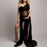 Mqtime Maternity Photography Props Bow Dresses Pregnant Woman Backless Irregular Photo Shoot Long Dresses