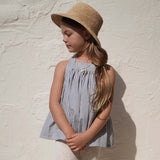 Retro Girls Summer Striped Suit 2022 New Baby Girl Cotton Casual Tops + Loose Wide Leg Pants Children's Clothing TZ140