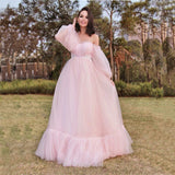 Mqtime Maternity Dresses For Baby Showers Sexy Long Tulle Pregnant Women Photography Shoot Party Wedding Pregnancy Maxi Gown Photo Prop