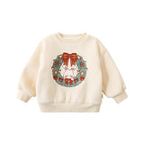 Mqtime Girls' Winter Casual Sweatshirt 2023 New Cute Christmas Style Baby's New Off Shoulder Pullover Top Trend