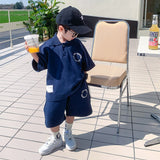 Mqtime Children Golf Clothing 2023 New Fashion Kids Clothes Boys Summer Suit Short Sleeve Shirt+shorts Baby Handsome Casual Cotton Set