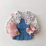 Mqtime 1-5-year-old girls' clothes new girls' denim suspender dress versatile suspender skirt foreign style vest skirt