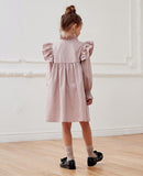 Mqtime Vintage Flower Girl Ruffles Princess Dress Kid Girl's Piano Perform Dress Birthday Wedding Party Dresses Cotton Children Clothes