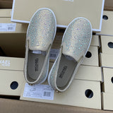 2022 Spring and Autumn New Rhinestone Flat Girls Casual Big Kids Shine Slip on Round-toe Child Fashion Versatile Boat Shoes PU