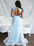 Mqtime Homecoming Dresses Backless Maternity Women Light Blue 2022 Summer Off Shoulder Gown Sexy Prom Engagement Robe Photography Dress