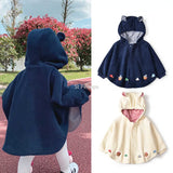 Mqtime Spring and Autumn New Men and Women Baby Cloak Children's Solid Color Warm School Hooded Cape Shawl Cartoon Cute Coat Outside