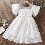 Mqtime Baby Kids Flower Tutu Dresses for Girls Princess Dresses Short Sleeve Prom Outfits Summer Children Costumes 2 4 5 6 7 8 10 Years