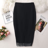 Mqtime Beads Pencil Skirt for Women Large Size High Waist Slim Mesh Modest Classy Female Package Hip Jupes Falad Office Elegant