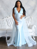Mqtime Homecoming Dresses Backless Maternity Women Light Blue 2022 Summer Off Shoulder Gown Sexy Prom Engagement Robe Photography Dress