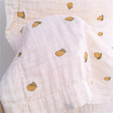 Cherry Lemon Floral Printed Cotton Muslin Newborn Baby Swaddle Blanket 4-Layer Gauze Infant Wrap Bedding Blankets Quilt Cover