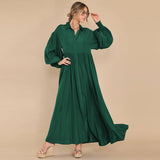 Mqtime Autumn Winter New Flowy Long Solid Colour oversized Dress For Women Long Sleeve Buttons Shirt Maxi Dresses A2743