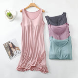 Mqtime Summer L-3XL Sleepdress Women Modal Nightgown Sleeveless Dressing Gown Casual Nightdress Lady Homewear Sexy Lingerie