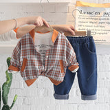2022 Spring Autumn Children Casual Clothes Baby Boys Clothing Sets Outdoor Kids Outfit Toddler Infant Plaid Coat T Shirt Pants