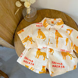 New Summer Kids Clothing Set Children Baby Boys Girls Cartoon Thin Breathable Short Sleeve Sets 2Pcs Lounge Outfit For 1-8Years