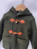 Mqtime Boys Coat Woolen Winter Greenish Brown Hooded Jacket With Horn Buttons Warm Christmas Eid Clothing British Royal Style For 2T-8T