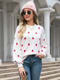 Mqtime Polka Dots O Neck Casual Sweater Women Autumn Winter White Casual Vintage Female Jumper Black Thick Retro Pullover