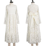 Mqtime Girls Dress Lace White/Beige Toddler Long Sleeve Flower Boho Clothes Baby Kids Princess Wedding Prom Party 2-12 Year