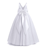 Mqtime Teen Girls Bow Princess Puffy New Dresses Children Evening Long Robe Clothes Kids Birthday Vestido Girl Ceremony Party Costume