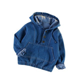 Mqtime Baby Boys Hooded Sweatshirt 2023 Spring Autumn Kids Loose Demin Coat Solid Color Tops Casual  Hoodies Clothes