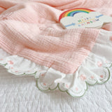 Baby Girl Quilt Blanket Pink Cotton Muslin Summer Quilt for Girls Children Comforter Infant Cot Quilt Baby Sleeping Cover