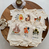 Mqtime Newborn Baby Romper Cartoon Animal Cotton Toddler Girl Boy Sunflower Printing Jumpsuit Summer Short Sleeve Jumper Easter Costume