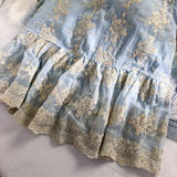 Mqtime Embroidered High-Grade Dress Women Square Collar Palace Style Lace Cinched Over-the-Knee Dress Summer Short Sleeve Vestidos