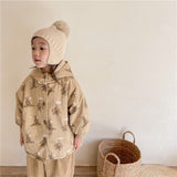 Mqtime Autumn Winter New Child Plus Fleece Thicken Hooded Cartoon Rabbit Print Cotton Coats Girl Boy Baby Long Sleece Long Jacket