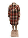 Mqtime Cardigan for Women Long Sleeve Coat Female Shirt Casual Plaid Print Plus Size Thick Knit Cardigan