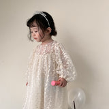 Mqtime 0-6Y Baby Girl Lace Long Dress Toddler Girl Clothes Princess Baby Girl Dress Summer Party Skirt Baby Girls Solid Birthday Dress