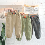 Mqtime Spring Autumn Children Boys Cargo Pants Cotton Elastic Band Little Boys Trousers 1-5 Years Kids Baby Boys Clothes