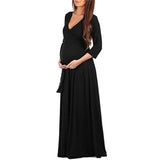 Maternity Maxi Dress Pregnancy Wrapped Ruched V Neck Dress Pregnant Photography Dress Mom Baby Shower Dress Woman Party Dress