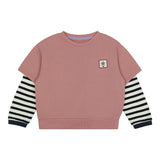 Mqtime Children's Casual Tops Autumn New Soft Cotton Boys and Girls Leaves Two Fashion Star Stripes Casual T-shirts for Kids