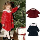 Mqtime Girl Winter Velvet Vintage Style Dress Christmas KS Brand Long Sleeve Infant Baby Wedding Dresses Beautiful Toddler Kids Clothes