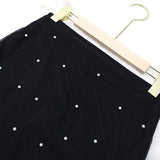 Mqtime Beads Pencil Skirt for Women Large Size High Waist Slim Mesh Modest Classy Female Package Hip Jupes Falad Office Elegant