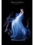 Mqtime Women Photography Props Handmade Blingbling Off-shoulder Maternity Dresses Blue Perspective Pregnancy Dress for Studio Shoot New