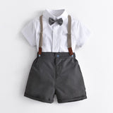Mqtime Summer New Baby Boys Clothes Gentleman White Shirt + Shorts Suits For Children Kid Birthday Evening Costume Set For Boy 1-5 Year