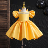 Mqtime Flower Girl Dress Princess Party Elegant Ball Gown Tutu Dresses Children Kids Elegant Baby Christmas Children Clothing for 1-12y