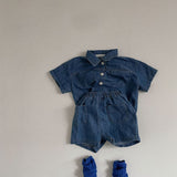Mqtime Baby Boy Clothes Set Summer New Denim Jeans Short-sleeved Shorts Suit Fashion Denim Lapel Shirt Children Two-piece Clothing Suit