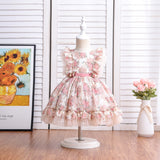 Mqtime 3-8 years old girl Princess Lolita dress summer birthday party dress children dress baby gift princess dress