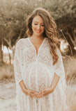 Mqtime See Through Lace Maternity Photo Shoot Long Dresses Boho Pregnancy Lace Dresses