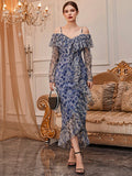 Mqtime Women Casual Elegant Maxi Dresses 2023 New Summer Autumn Luxury Bodycon Floral Sundress Turkey Evening Party Robe Vestido
