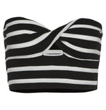 Mqtime Strapless Knitted Tube Tops Women Striped Hollow Out Summer Autumn Cute Crop Tops Sleeveless Backless Sexy Y2k Tank Tops