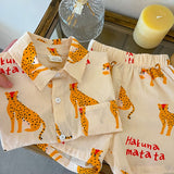 New Summer Kids Clothing Set Children Baby Boys Girls Cartoon Thin Breathable Short Sleeve Sets 2Pcs Lounge Outfit For 1-8Years